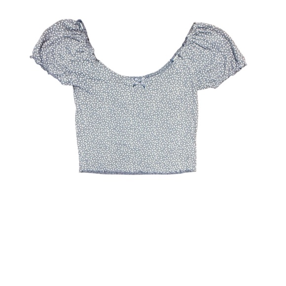 American Eagle Outfitters Blue Floral Crop Top - Picture 1 of 7